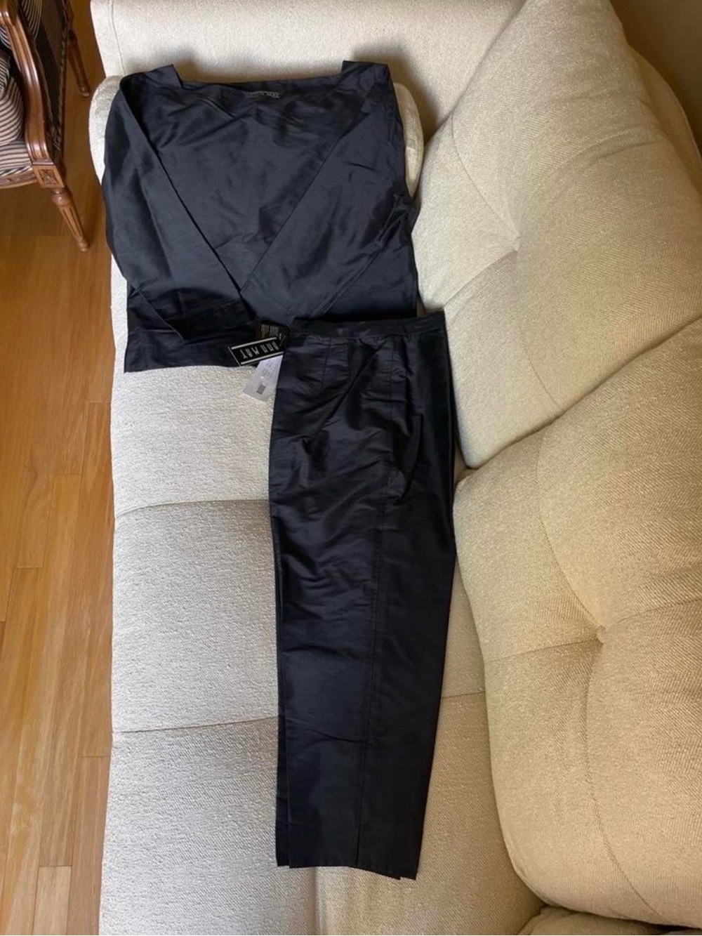 Black Satin V-Neck Jumpsuit for Women